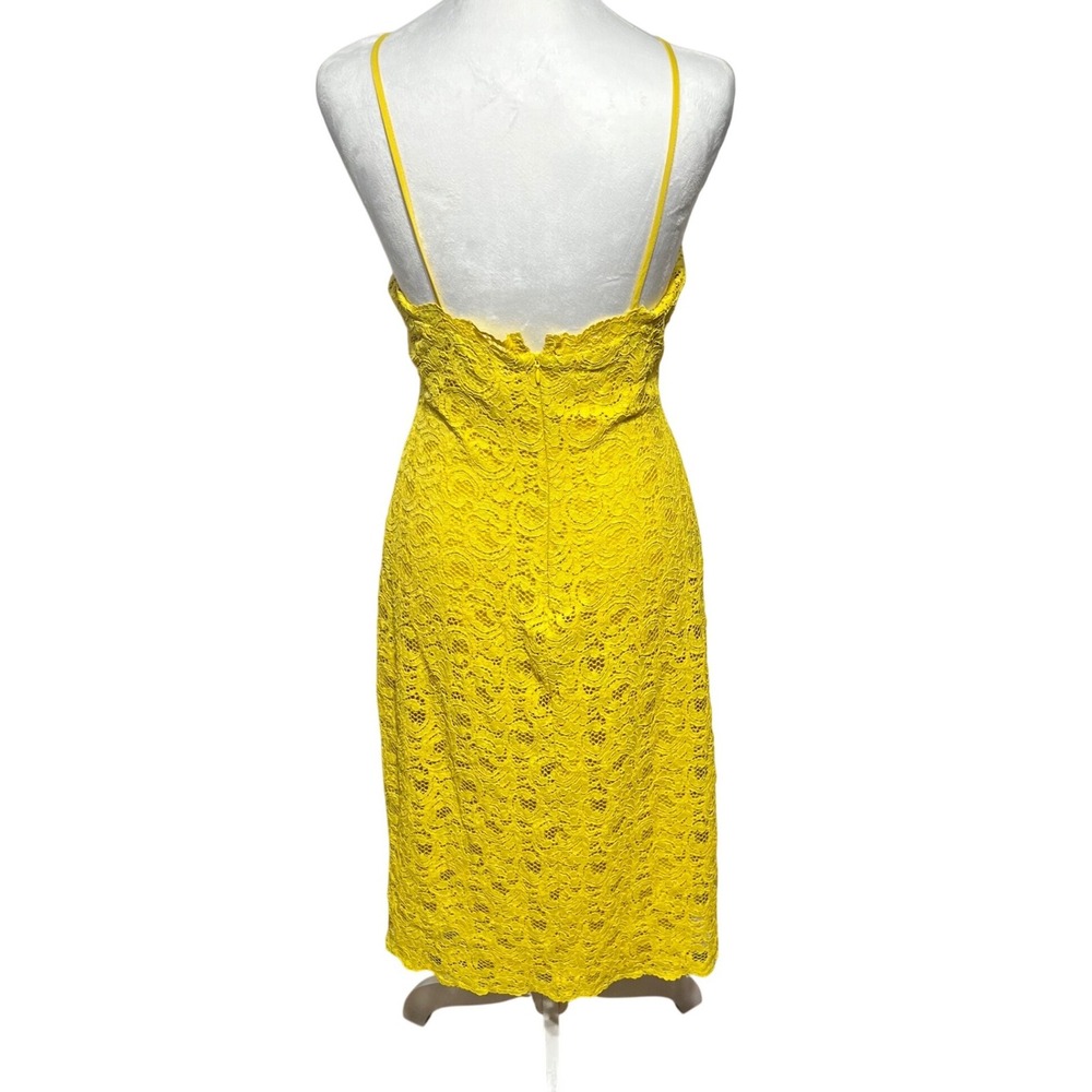 Zara Woman Yellow Lace Halter Midi Dress Size L Floral Sheath Cocktail - Picture 2 of 7